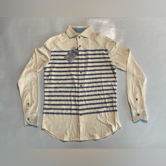 NEW Size S Mens Cremieux Kyoto Long Sleeve Button Down Shirt Cotton Ivory - Picture 1 of 8